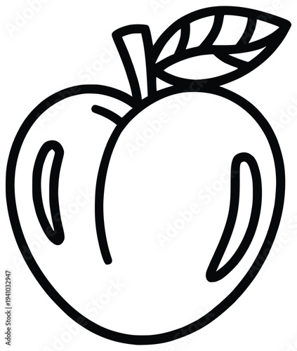 Peach Illustration: A simple illustration of a ripe peach, its smooth skin and fresh leaf convey the essence of nature's sweetness, offering a glimpse of juicy delight.