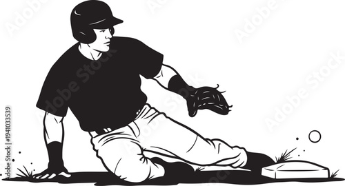 Black and White Baseball Stadium Illustration