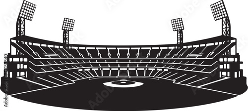 Baseball player swinging bat in action pose silhouette