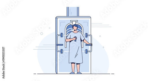 Patient Undergoing Medical Scan in Futuristic Machine