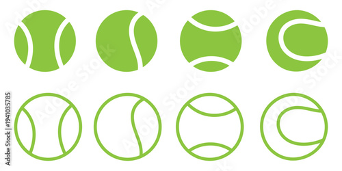 Tennis Ball Vector Line Icon Set – Dynamic and Minimalist Sports Icons
