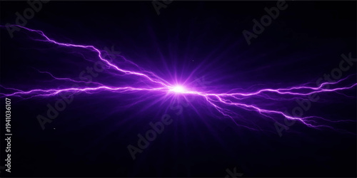 A digital art illustration of bright blue lightning flashes glowing against a dark black night sky with fractal wave effects and motion design