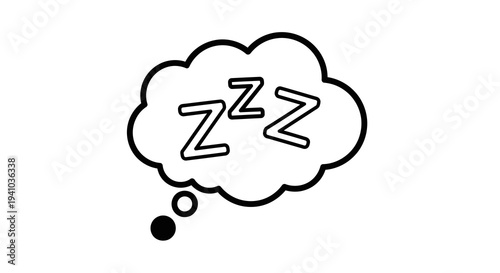 Dream Cloud with Zzz Symbol, Thought Bubble Icon, Sleep and Relaxation Concept, Vector Illustration Graphic