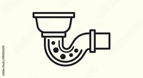 Drain Trap P-Trap Pipe Icon Vector Illustration for Plumbing and Water Flow Systems, Clean and Dirty Water Drainage Graphic