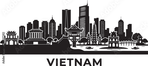 Vietnam cityscape with modern and traditional architecture