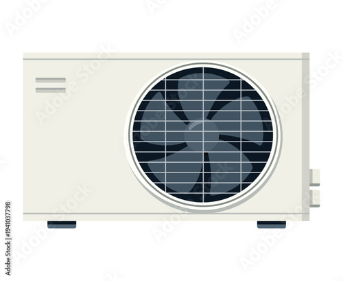 White Outdoor Air Conditioner Condenser Unit On White Background
