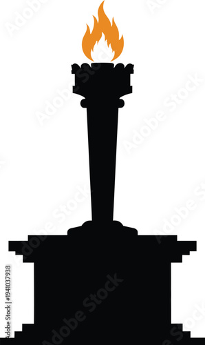 Memorial day tribute with eternal flame symbol