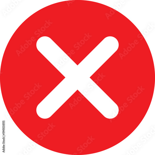 Red circle with white X symbol inside