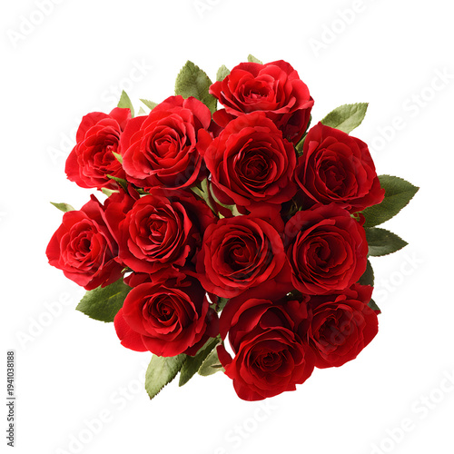 Stunning Vibrant Red Roses Bouquet Isolated on White Background for Design Projects