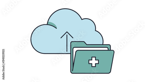 Medical Cloud Storage And Health Record Management System Concept With Secure Folder And Upload Symbol Vector Illustration