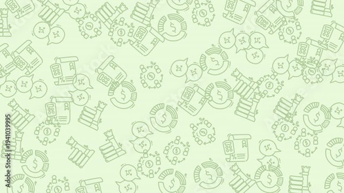 Looping pastel green education icons seamless background.