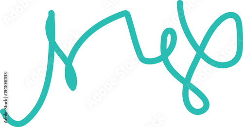 described showcases an abstract drawing characterized by vibrant turquoise hues. The use of curved lines that intertwine and overlap creates a dynamic and fluid composition, reminiscent of calligraphy