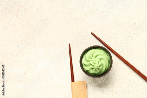 Bowl with wasabi paste and ...