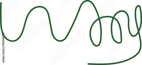 Presents a stylized, cursive representation, made up of a single, continuous green line. This design choice emphasizes fluidity and elegance, as the line gracefully curves and bends, drawing the 