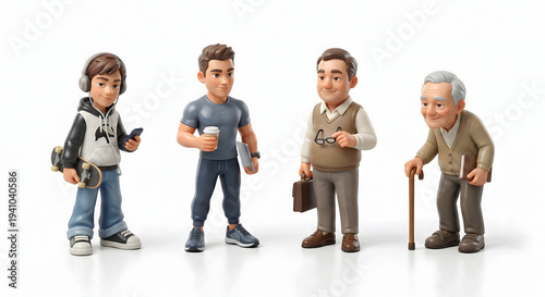 世代別の体型とライフスタイル 男性キャラクター 