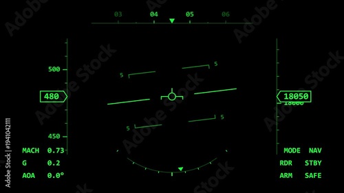 Tactical Fighter Jet HUD Interface Overlay 4K Seamless Loop