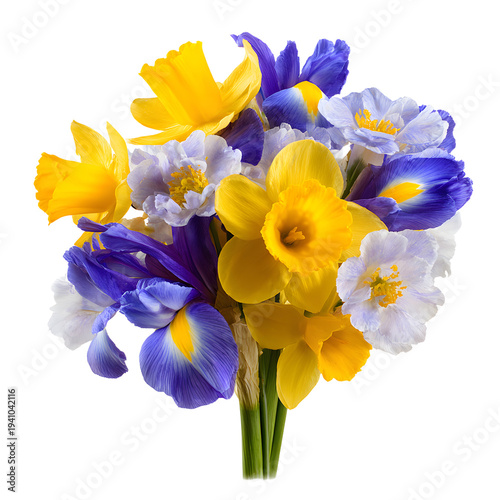 Professional Vibrant Spring Bouquet of Daffodils and Irises Image for Designs