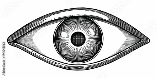 Detailed sketch of a human eye with intricate line work