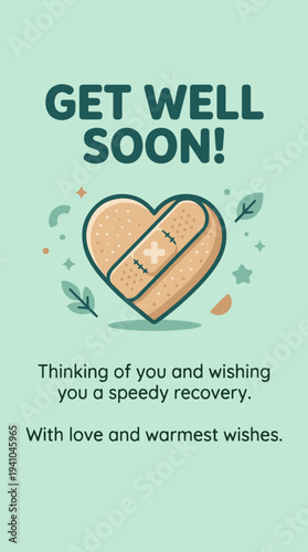 You said
“Flat vector get well soon card with two caring hands holding a small heart, solid calming background, minimal flat vector style, warm comforting design”