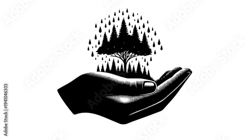 silhouette of a woman hand on black background