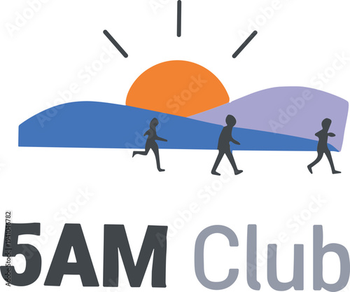 Silhouettes of three people walking under orange sunrise with TEXT