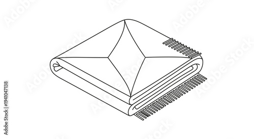 Folded Blanket Vector Illustration with Fringe Detail, Cozy Home Decor Element, Isolated Graphic for Textile Design and Lifestyle Projects