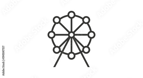Ferris Wheel Icon Vector Illustration Simple Minimalist Amusement Park Ride Graphic Symbol for Entertainment and Leisure Websites