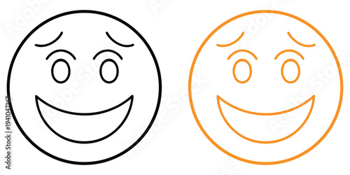 Happy and smiling emoticon face icon for positive emotions and cheerful expression