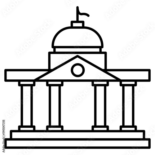 Government building icon with dome and pillars