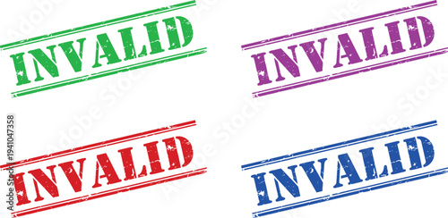 A colorful illustration of invalid stamps on a white background