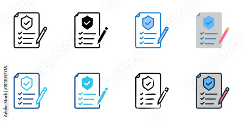 Claim Form icons set multiple style collection. Editable stroke 
