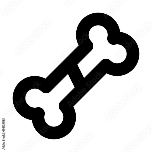 Bone Icon with Fracture Detail, Orthopedics and Radiology Illustration, Human Anatomy Symbol, 24x24 Pixel Perfect, Editable Stroke Vector Design.