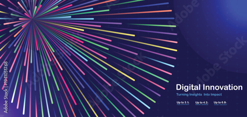 Digital innovation abstract background with colorful light trails