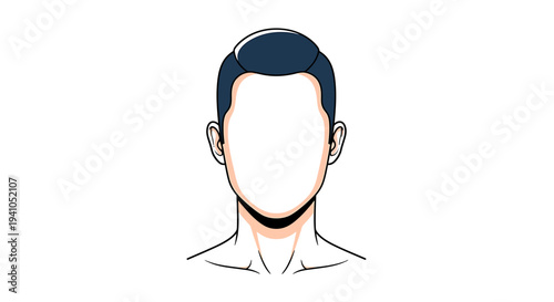 Generic male user profile avatar icon illustration with a blank face, suitable for digital identity, website account placeholders, and modern app user interface designs