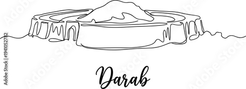 Darab archaeological site historical landmark continuous line art vector illustration