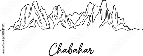 One line art of Chabahar Martian mountain range silhouette minimalist vector illustration
