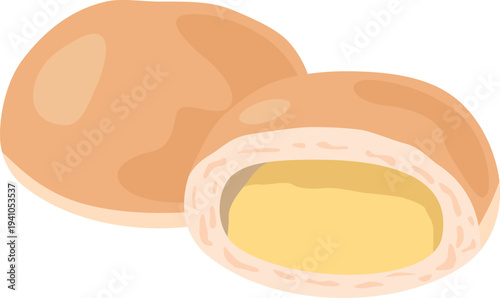 カットされたクリームパンのイメージイラスト