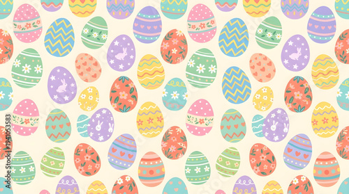Vibrant and Festive Easter Egg Pattern A Colorful Seamless Background for Spring Celebrations and Holiday Decor