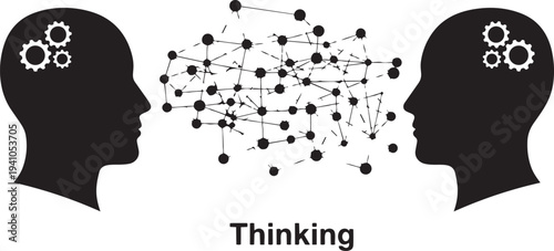 Two people thinking and communicating with each other isolated on transparent background, Vector