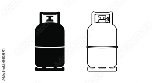 Two propane tank icons one filled and one empty in black and white