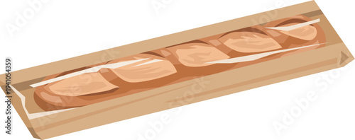 透明な袋に入ったフランスパンのイメージイラスト