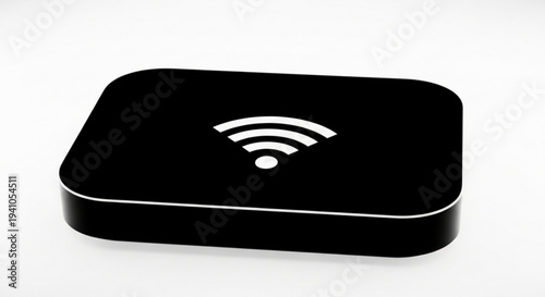 Wireless router on a plain white surface viewed from above