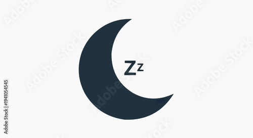 Sleep Night Moon Icon with Z Symbol for Rest, Bedtime and Relaxation Concept, Sleeping Time Illustration for Health, Dream and Good Night, Minimal Vector Graphic for Web and App Design