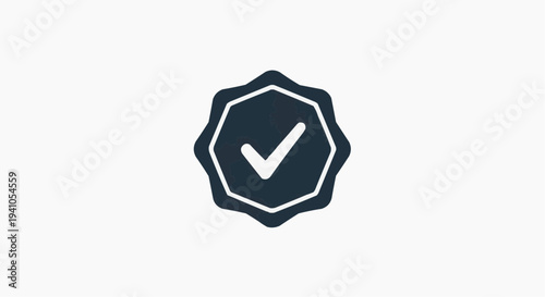 Verified Badge Check Mark Icon Symbol for Approval, Certification and Quality Guarantee Concept, Validation Seal Illustration for Security, Trust and Authentic Product, Minimal Vector Graphic for Web 