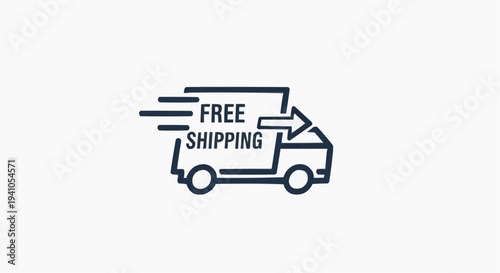 Free Shipping Delivery Truck Icon with Fast Shipping Symbol, Express Delivery Service Concept for Online Shopping, E-commerce Logistics and Courier Transport, Minimal Vector Graphic for Web and App De