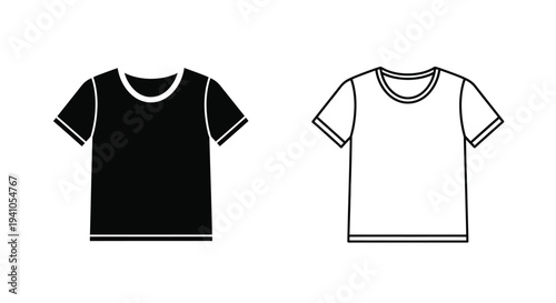 Two t shirt outlines one black and one white presented on a plain background