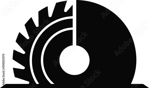 Circular saw blade icon for construction and carpentry tools and equipment  industrial design element