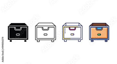 Four variations of a wooden bedside table showing increasing detail