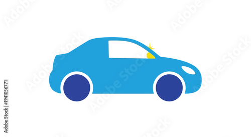 A simplified flat illustration of a blue sports car with a yellow top