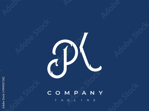 Elegant company logo template with stylish letter pk monogram